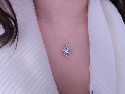 Ilaria pendant with 8 baguette & 57 round cut lab diamonds in 14K white gold