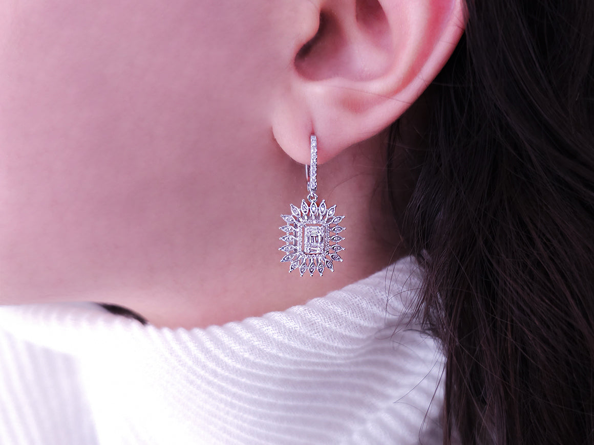Ilaria Hängeohrringe - 138 Diamanten in 585er Weißgold | Luxuriöser Ohrschmuck - hochwertiger Schmuck von Rosy Lab Diamonds