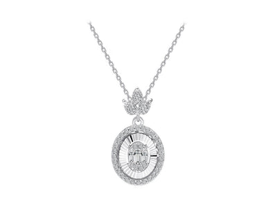 Circular necklace with 3 baguette and 42 round lab diamonds – 14K gold