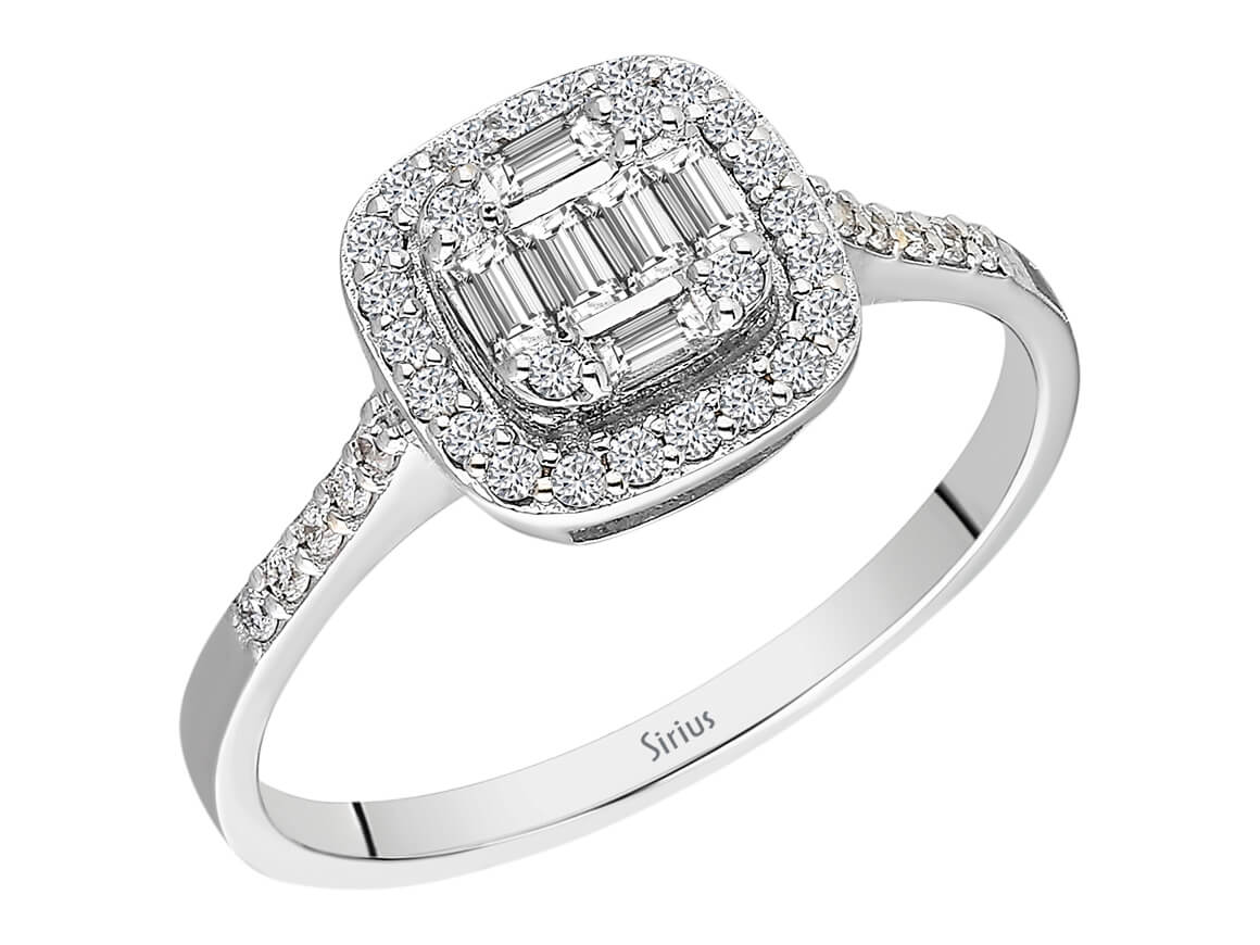Elegant baguette diamond ring "Levin" made of 14K white gold