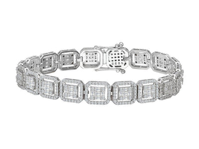 Statement bracelet with 476 round & 85 baguette lab-grown diamonds in 14K white gold
