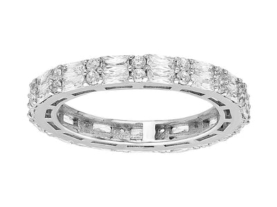 Elegant diamond ring in Tamtur style with 30 round and 30 baguette diamonds