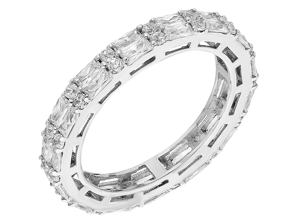 Élégante bague Tamtur en diamants avec 60 diamants de laboratoire en Or Blanc 14 K – Bijoux haut de gamme de Rosy Lab Diamonds