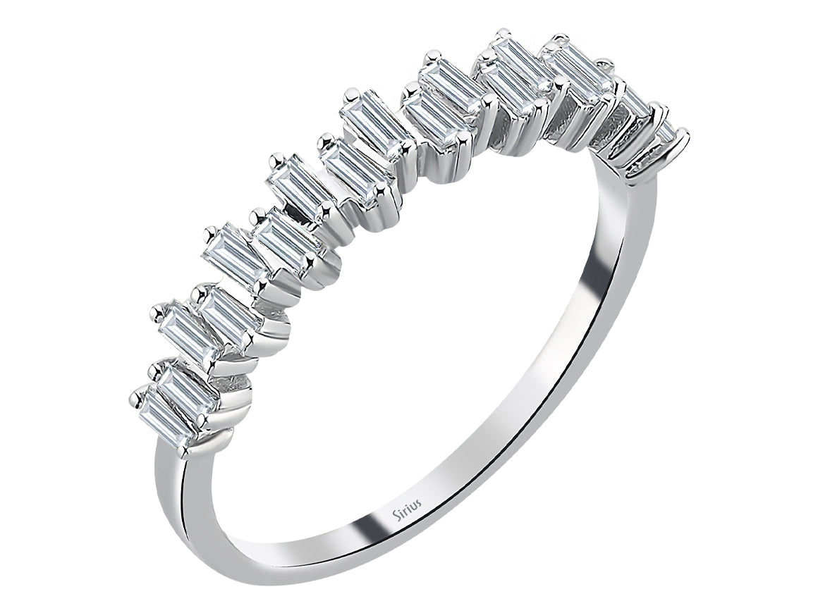 Bague Regatta avec 18 diamants trapèze baguette en Or Blanc 14 carats – des Bijoux haut de gamme de Rosy Lab Diamonds