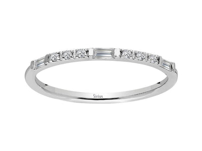 Elegant 14K white gold half ring with baguette and round diamonds – 1.40 carats