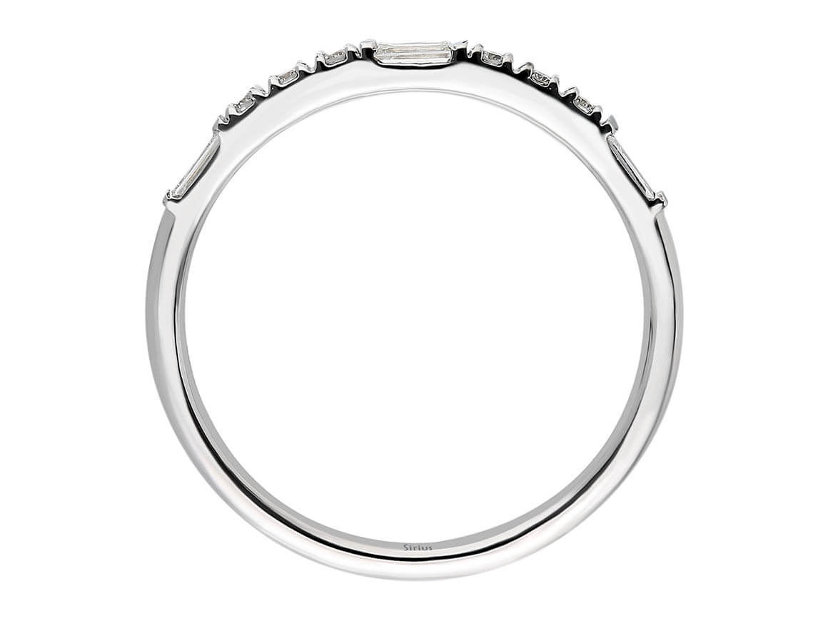 Elegant 14K white gold half ring with baguette and round diamonds – 1.40 carats