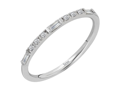Elegant 14K white gold half ring with baguette and round diamonds – 1.40 carats