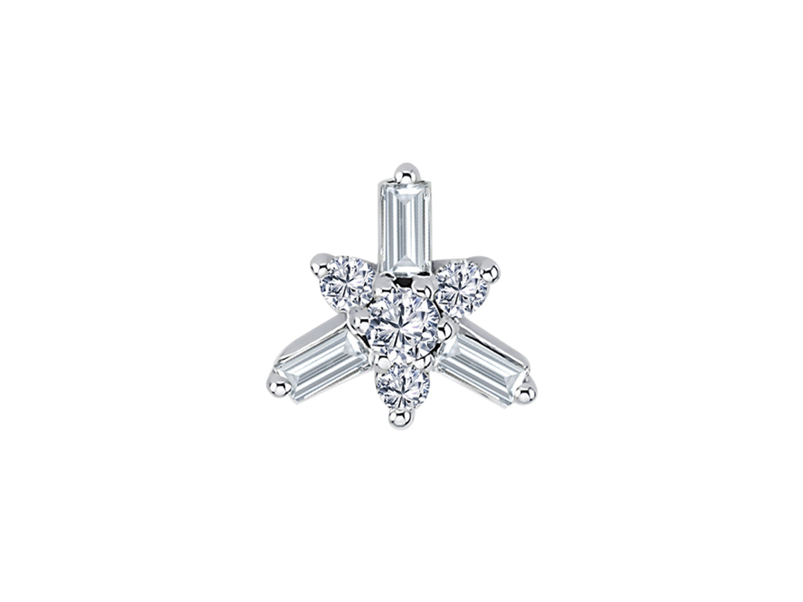 Men's stud earrings "Starlight" with baguette & round lab diamonds in 14K white gold