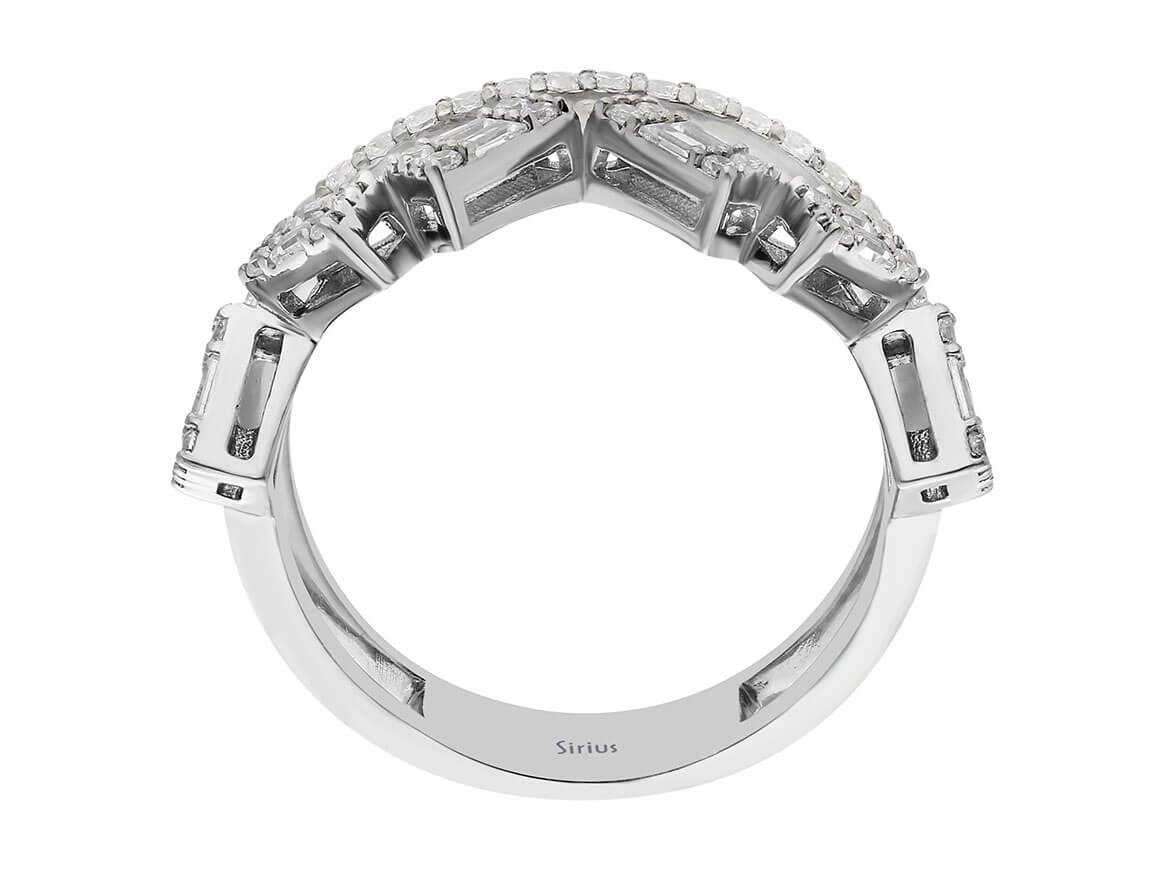 Beyaz Altın Baguette ve Yuvarlak Pırlantalı Çift Yüzük - 0,50 Karat - Rosy Lab Diamonds’tan yüksek kaliteli Mücevher