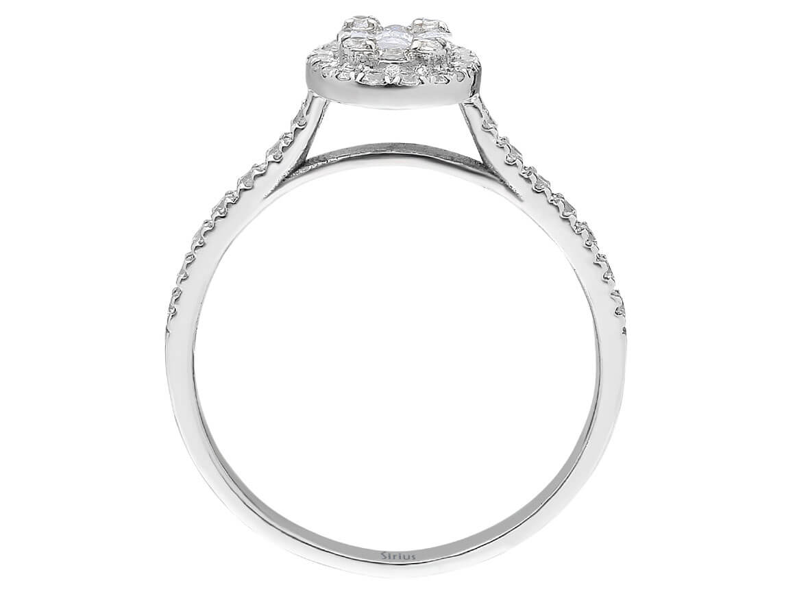 Baguette and Round Brilliant Cut lab-grown diamond ring in 14K White Gold - Elegant women's ring - high-quality Jewelry by Rosy Lab Diamonds