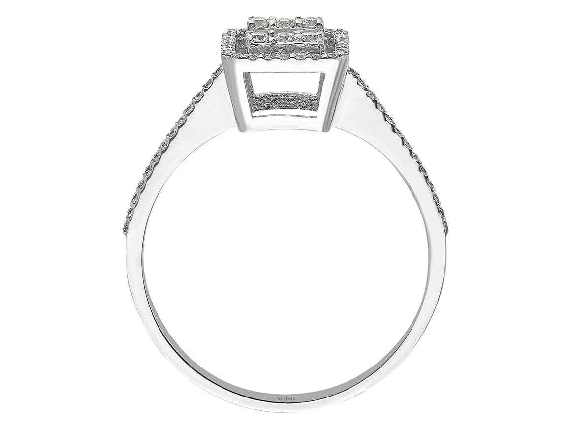 Elegant 14K white gold ring with 3 baguette diamonds and 62 round diamonds – 1.92 carats