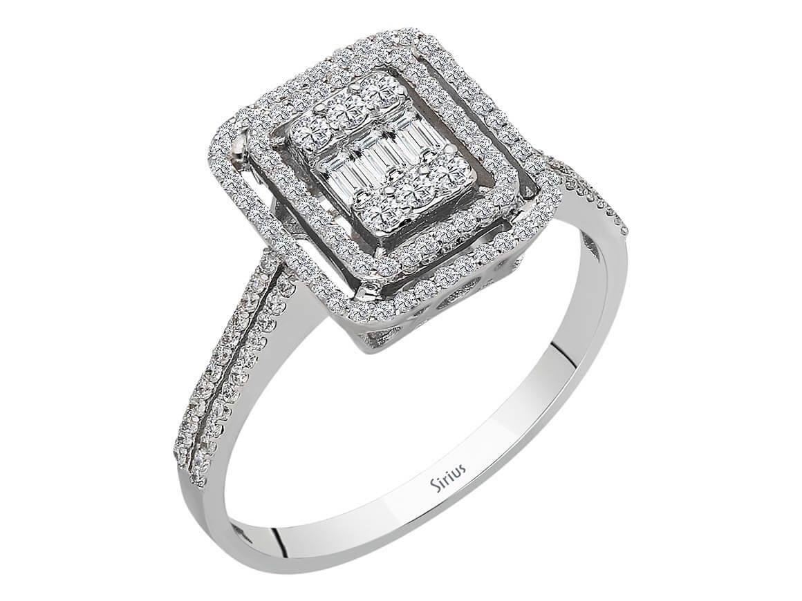 Exquisite 14K White Gold Ring with Baguette & Round Diamonds – 2.65 Carats – High-Quality Jewelry by Rosy Lab Diamonds