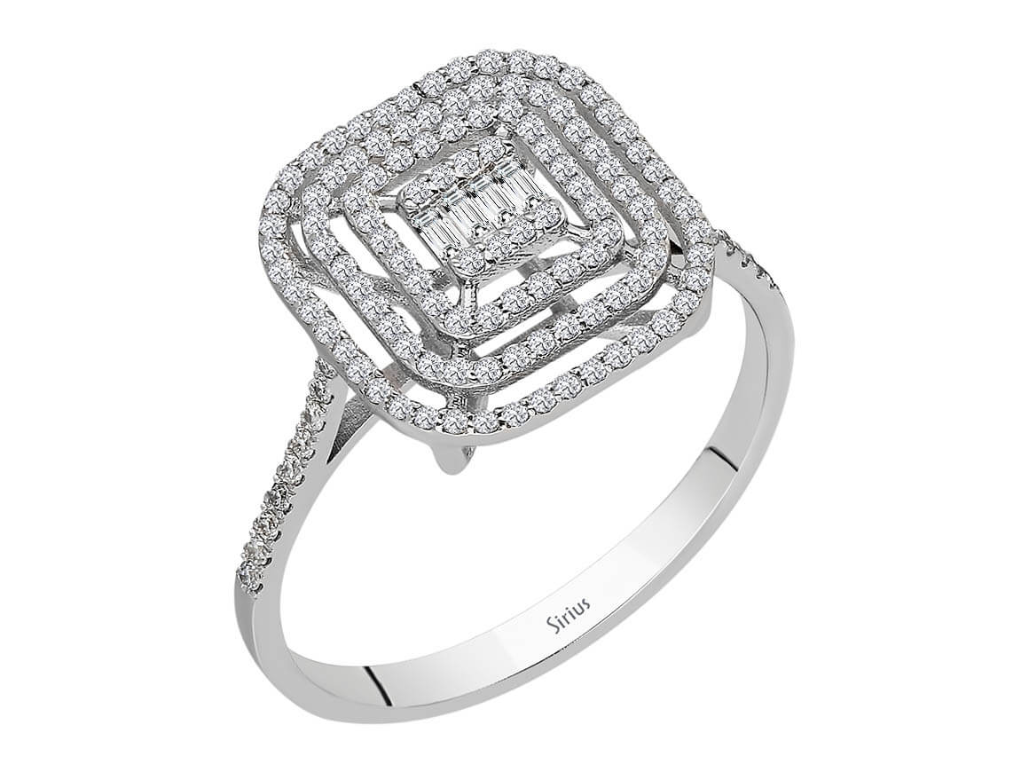 Elegant 14K White Gold ring with baguette and round diamonds – 2.16 carats – high-quality Jewelry from Rosy Lab Diamonds