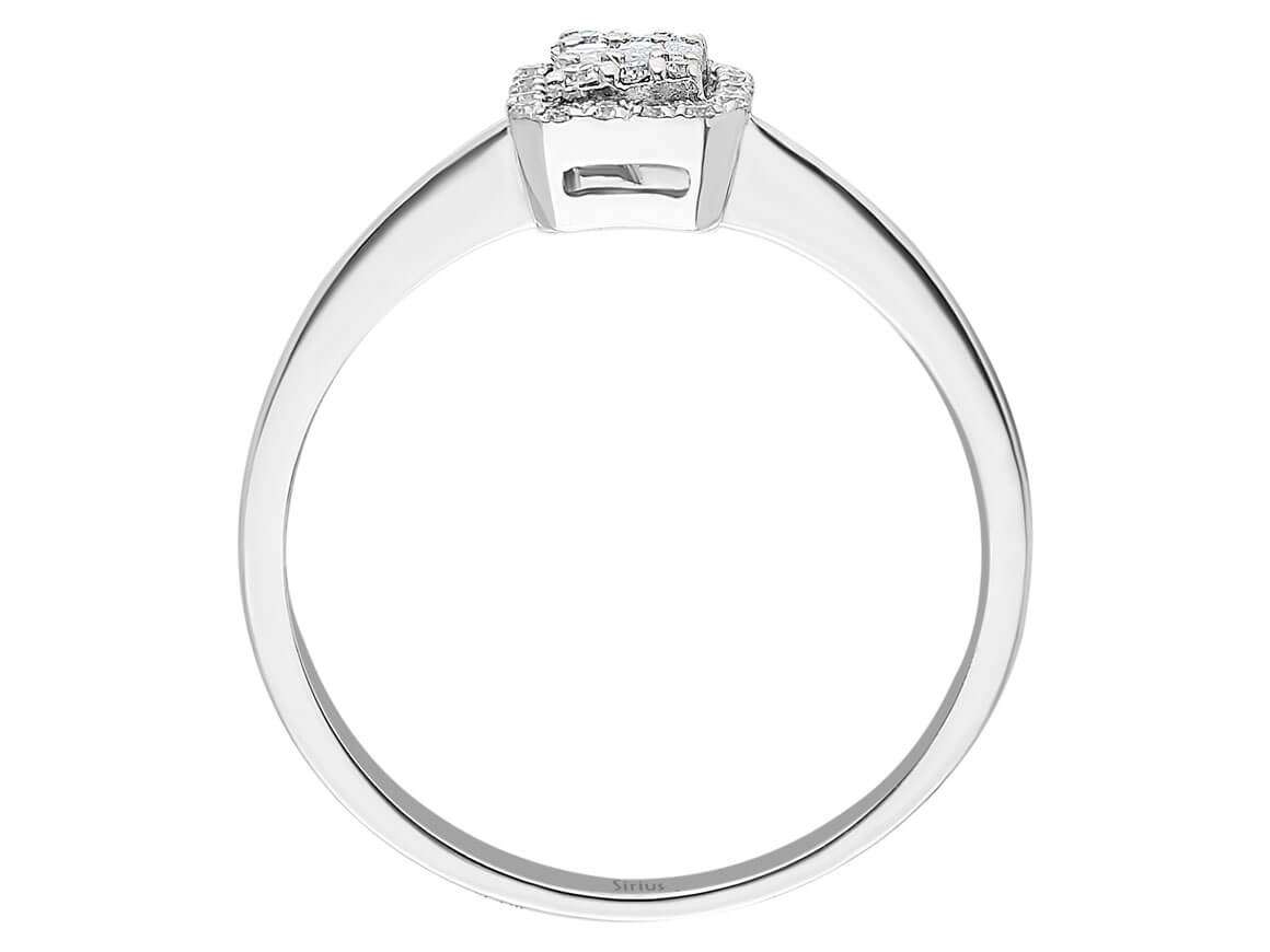 Zarter Baget-Diamantring mit Halo-Fassung aus 8K Gold