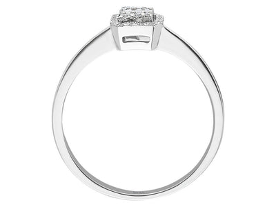 Zarter Baget-Diamantring mit Halo-Fassung aus 8K Gold