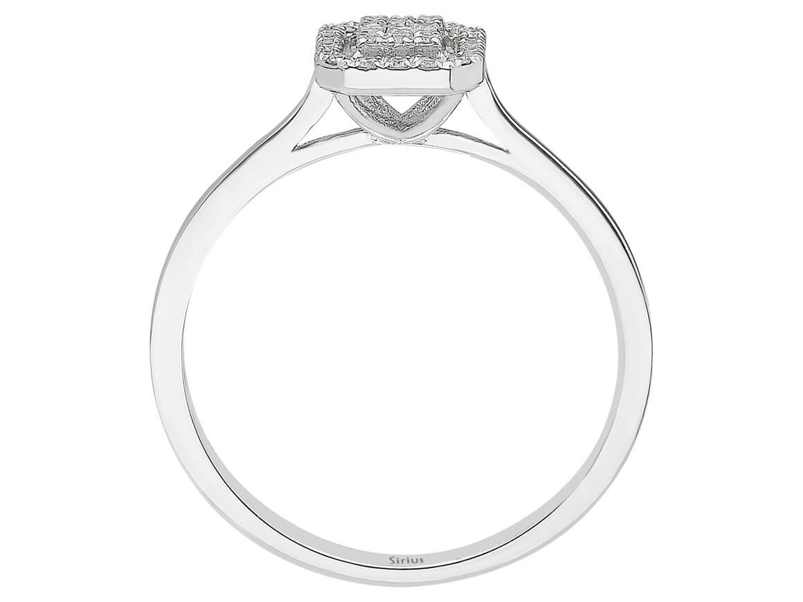 خاتم ألماس باغيت أنيق بترصيع هالو من الذهب عيار 8 قيراطًا - مجوهرات فاخرة من Rosy Lab Diamonds