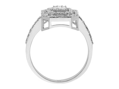 Weißgold Ring mit 3 Baguette- und 66 runden Diamanten – 0,43 Karat