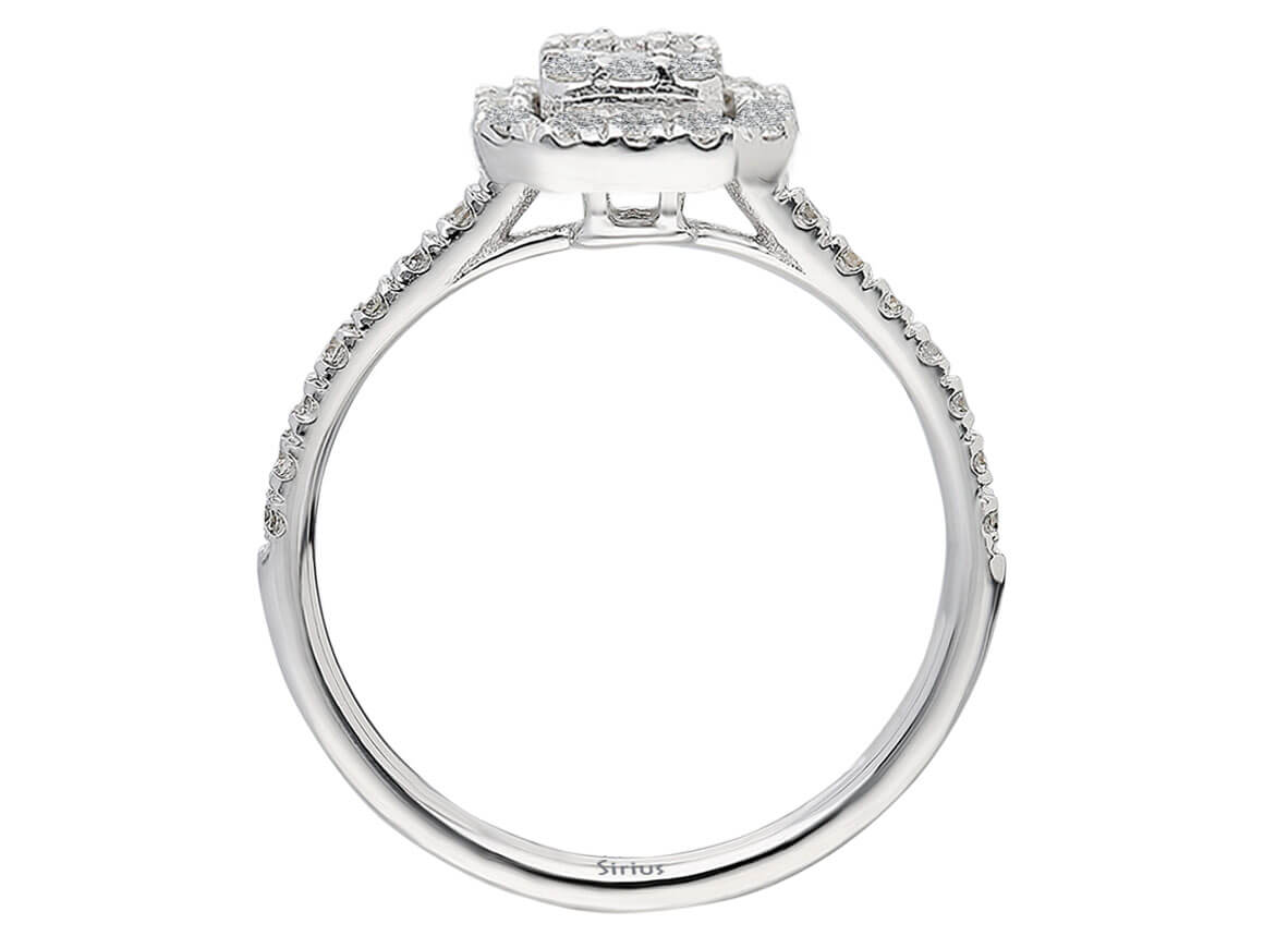Eleganter Baguette Diamantring mit Rundgeschliffenen Diamanten in Weißgold