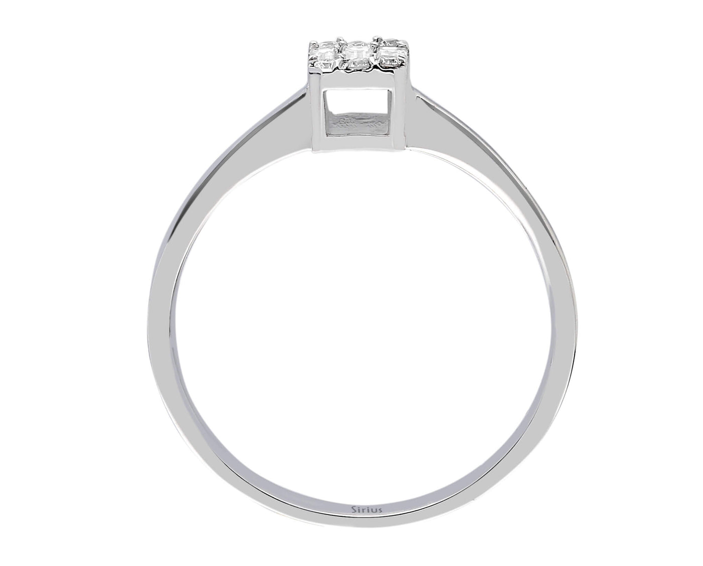 Bague en diamant élégante avec 3 diamants baguette et 6 diamants ronds - Or Blanc 8 carats - Bijoux haut de gamme de Rosy Lab Diamonds