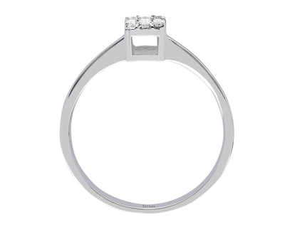 Diamond ring with 3 baguette and 6 round diamonds, 0.11 + 0.07 carat, 8K white gold
