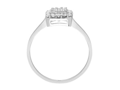 Refined laboratory diamond ring with round and baguette cut in 8 karat white gold