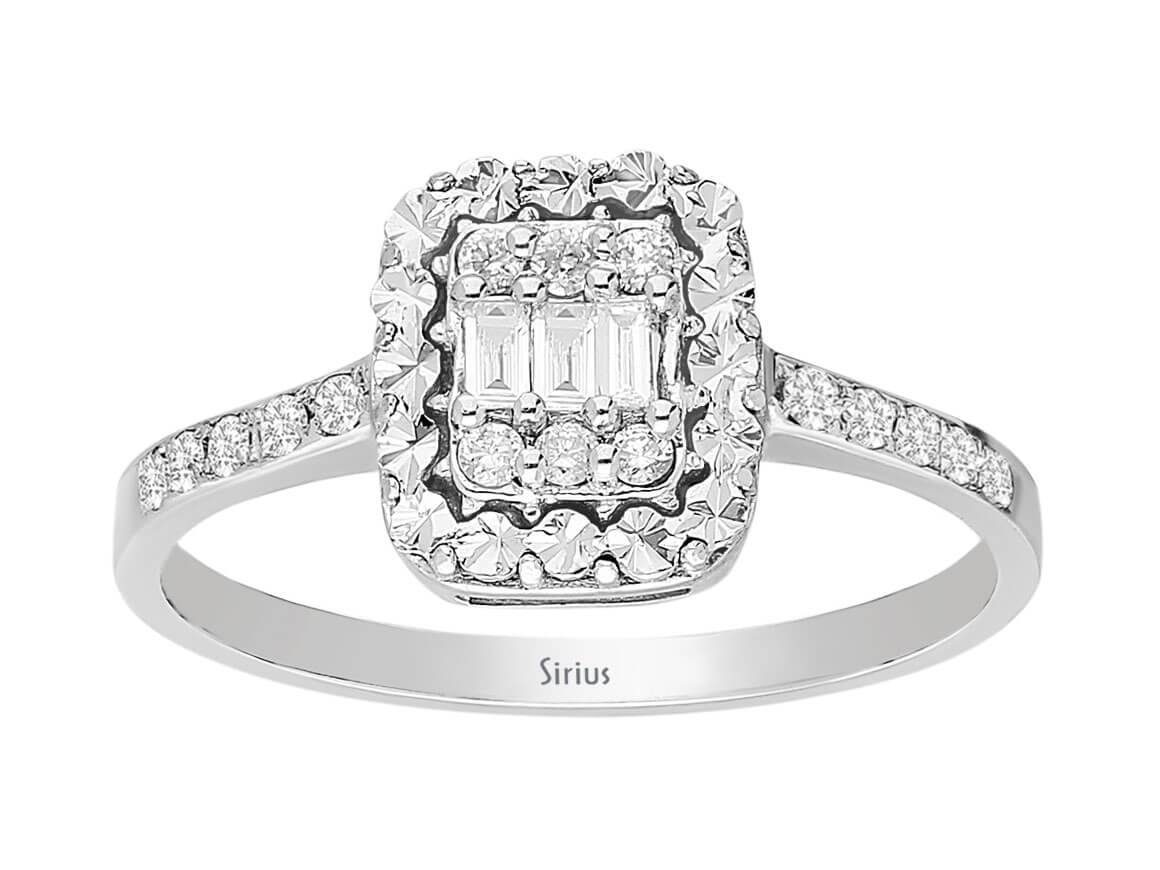 Baget Pırlanta Yüzük 0,25 ct - 8K Beyaz Altın - Pave Montür - Rosy Lab Diamonds’tan yüksek kaliteli Mücevher