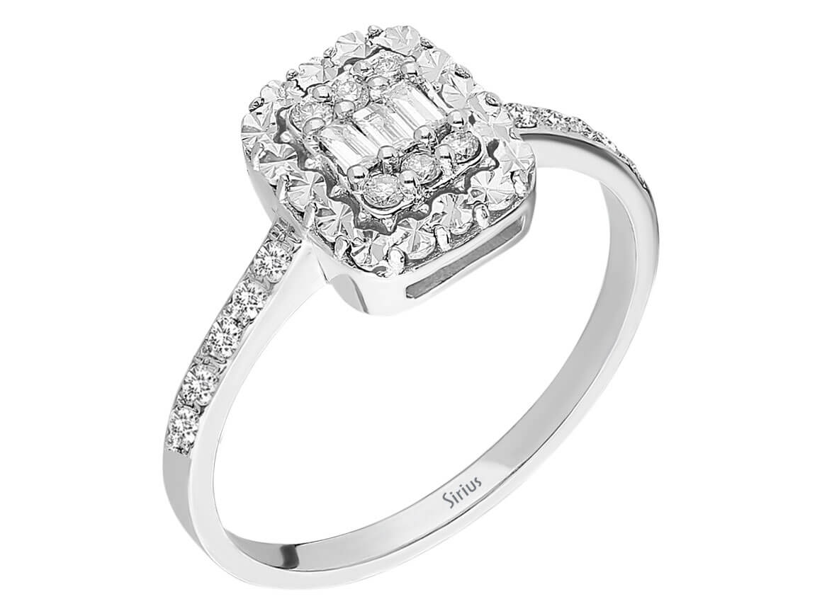Baget Pırlanta Yüzük 0,25 ct - 8K Beyaz Altın - Pave Montür - Rosy Lab Diamonds’tan yüksek kaliteli Mücevher
