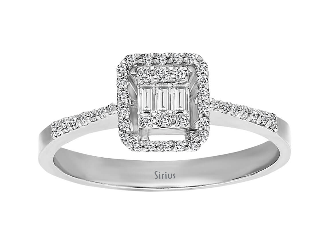 Beyaz Altından Baget ve Pırlanta Pırlantalı Pırlanta Yüzük - 0,25 ct | 14K - Rosy Lab Diamonds’tan yüksek kaliteli Mücevher