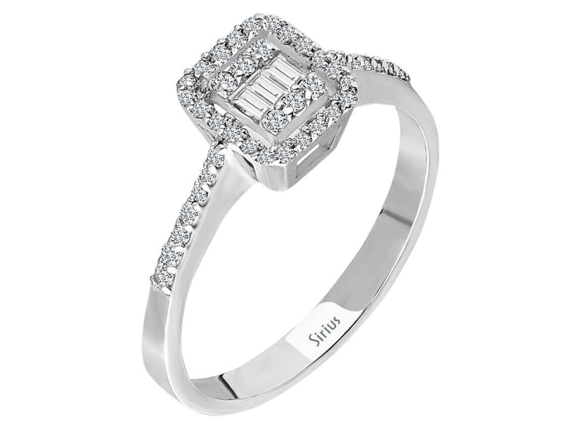 Beyaz Altından Baget ve Pırlanta Elmaslı Pırlanta Yüzük - 0,25 ct | 14K - Rosy Lab Diamonds'ın yüksek kaliteli Mücevheri