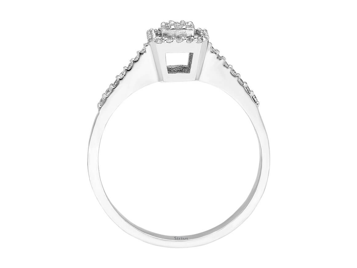 Bague élégante en diamant avec taille baguette et brillant en or blanc 14 carats – 0,20 ct