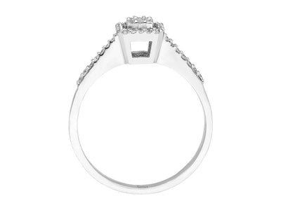Bague élégante en diamant avec taille baguette et brillant en or blanc 14 carats – 0,20 ct