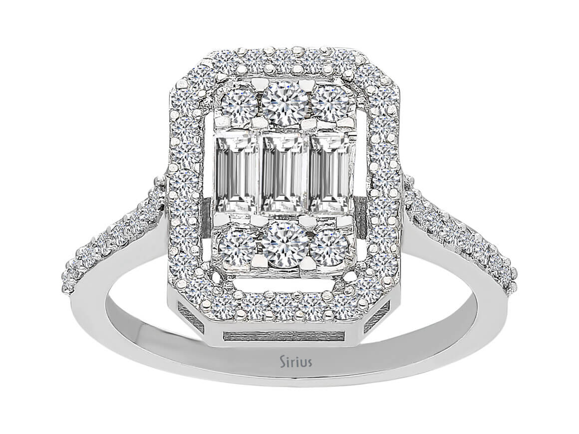 Ring mit Diamant & Labordiamanten in 14K Weißgold | Rosy – hochwertiger Schmuck von Rosy Lab Diamonds