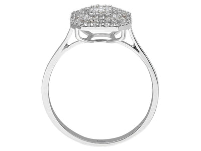 Bague géométrique en diamant avec taille baguette et taille ronde en or 14 carats