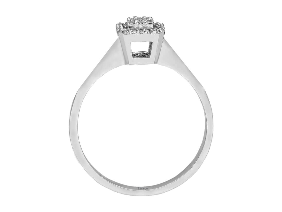Baget ve yuvarlak pırlantalı beyaz altın yüzük - 14 ayar, zarif - Rosy Lab Diamonds’tan kaliteli Mücevher