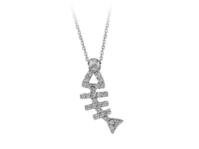 Fischgräten-Kette mit 27 Labor-Diamanten aus 14K Weißgold - hochwertiger Schmuck von Rosy Lab Diamonds