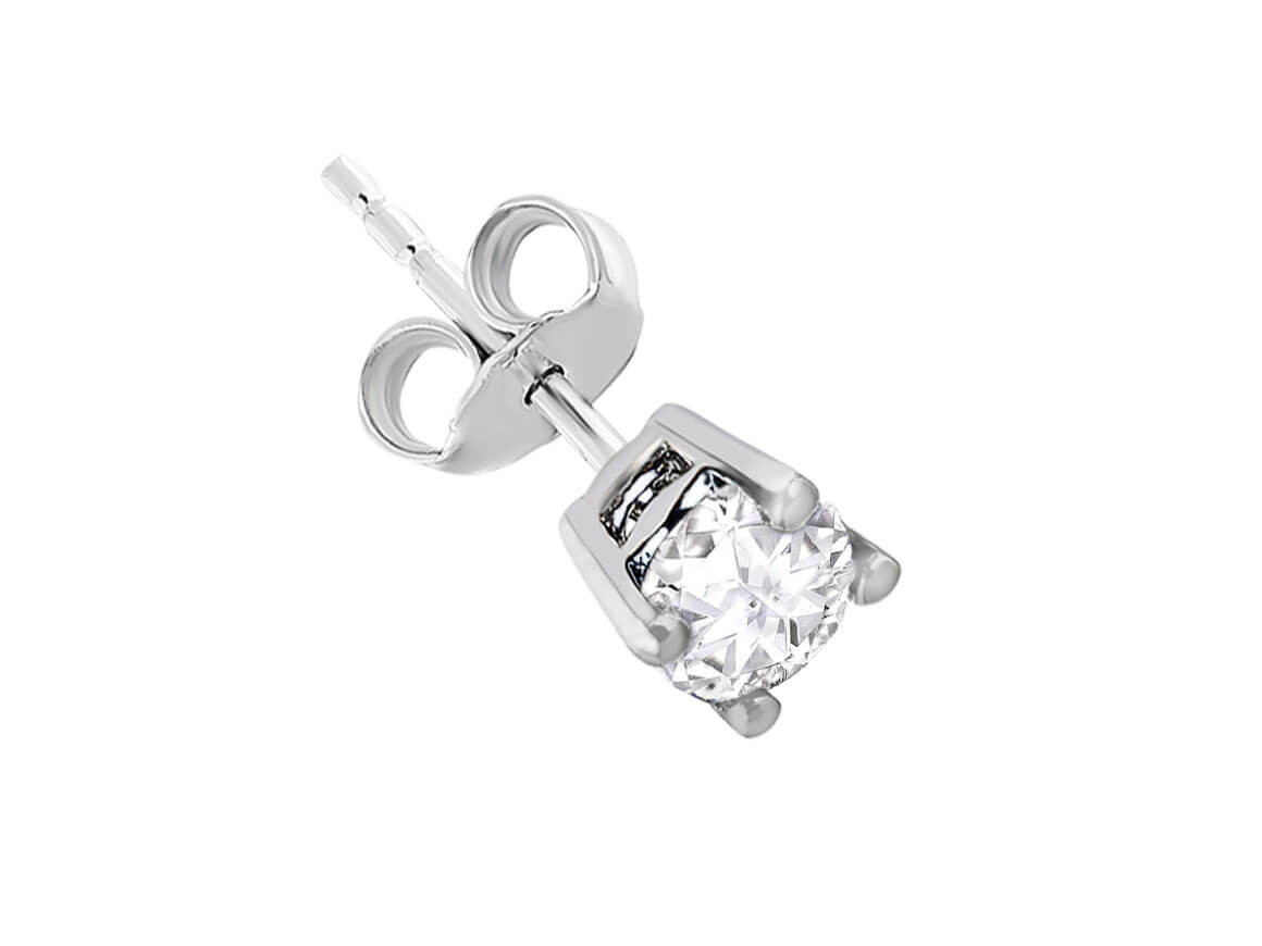 Men's stud earrings with White Sapphire in 585 White Gold – high-quality Jewelry by Rosy Lab Diamonds