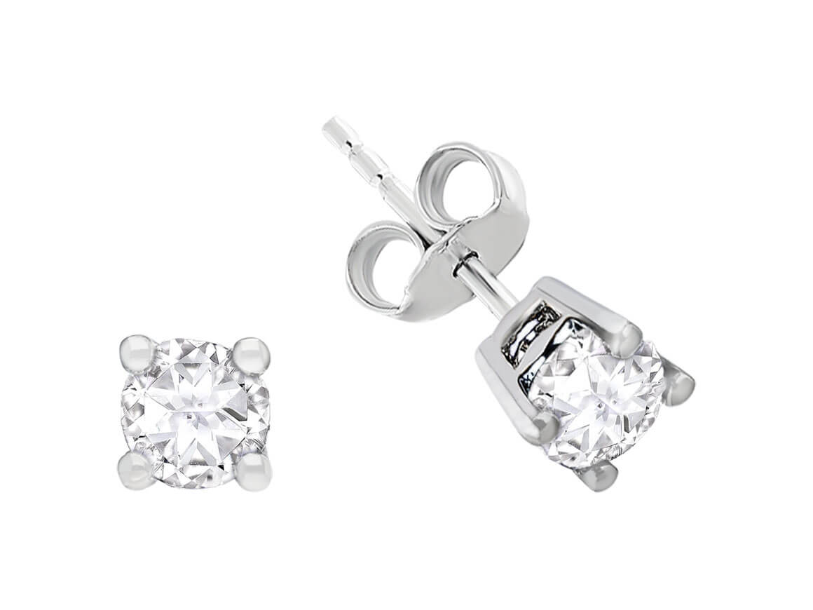 Boucles d'Oreilles Clous avec des saphirs blancs en Or Blanc 585 millièmes – des Bijoux haut de gamme de Rosy Lab Diamonds