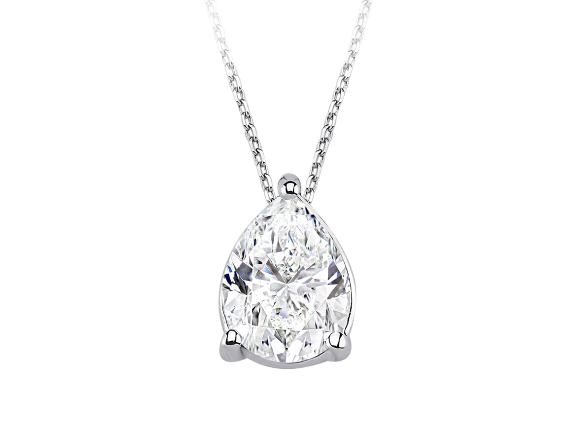 Pendentif Gemma avec topaze blanche | Forme goutte | Or Blanc 14 carats – Bijoux haut de gamme de Rosy Lab Diamonds