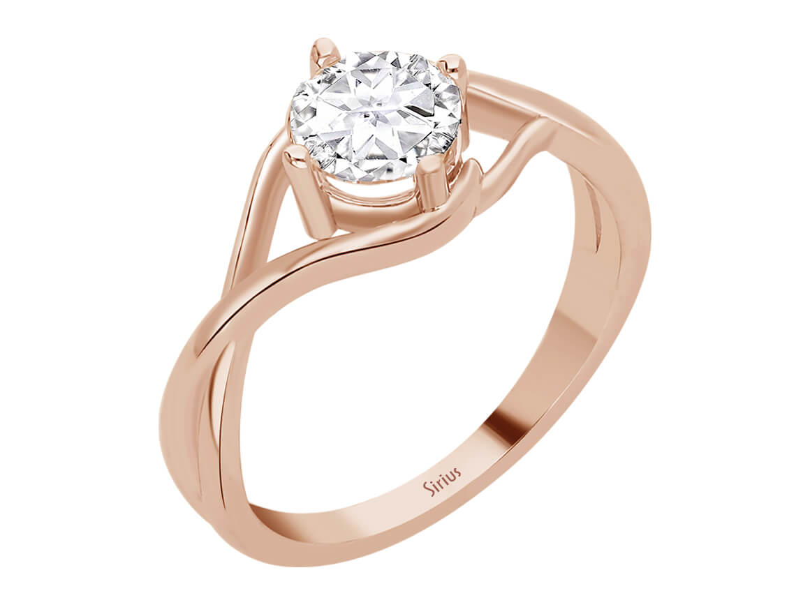 Rose Altın 8 ayarda 1,48 ct beyaz topazlı Moana Yüzük - Zarif Tektaş Yüzük - Rosy Lab Diamonds'tan yüksek kaliteli Mücevher