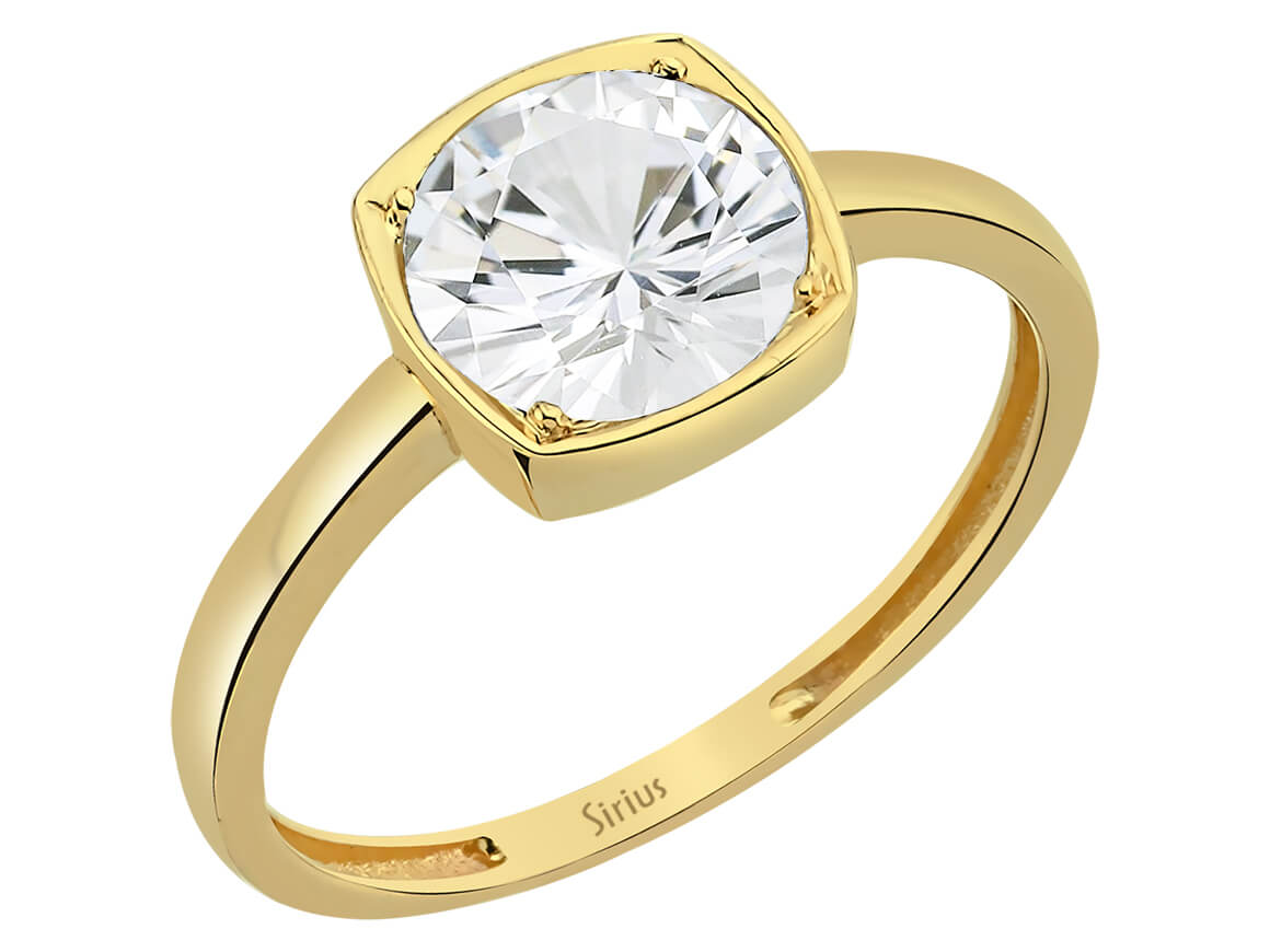 14K Sarı Altın üzerine 3,00 ct Beyaz Topazlı Pingala Yüzük - Modern ve İddialı - Rosy Lab Diamonds’tan yüksek kaliteli Mücevher
