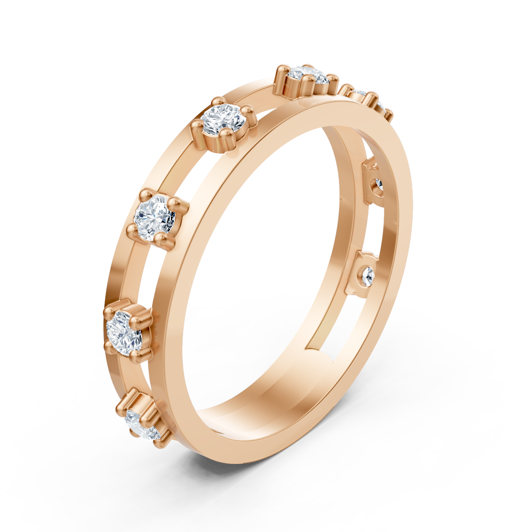 Bague diamant Birgie or rose 14K avec 8 brillants