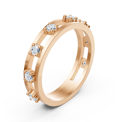 Bague diamant Birgie or rose 14K avec 8 brillants