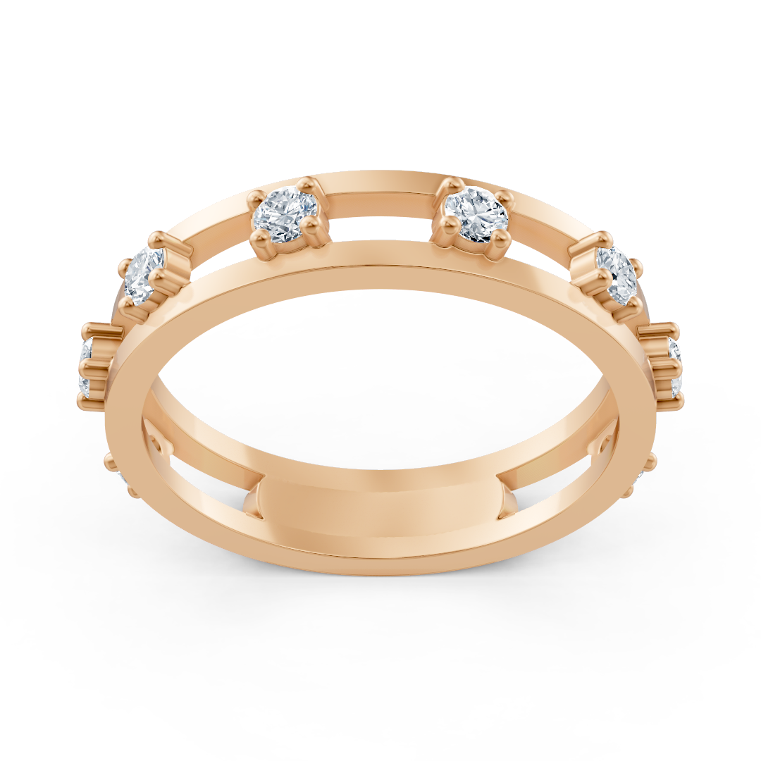Bague diamant Birgie or rose 14K avec 8 brillants