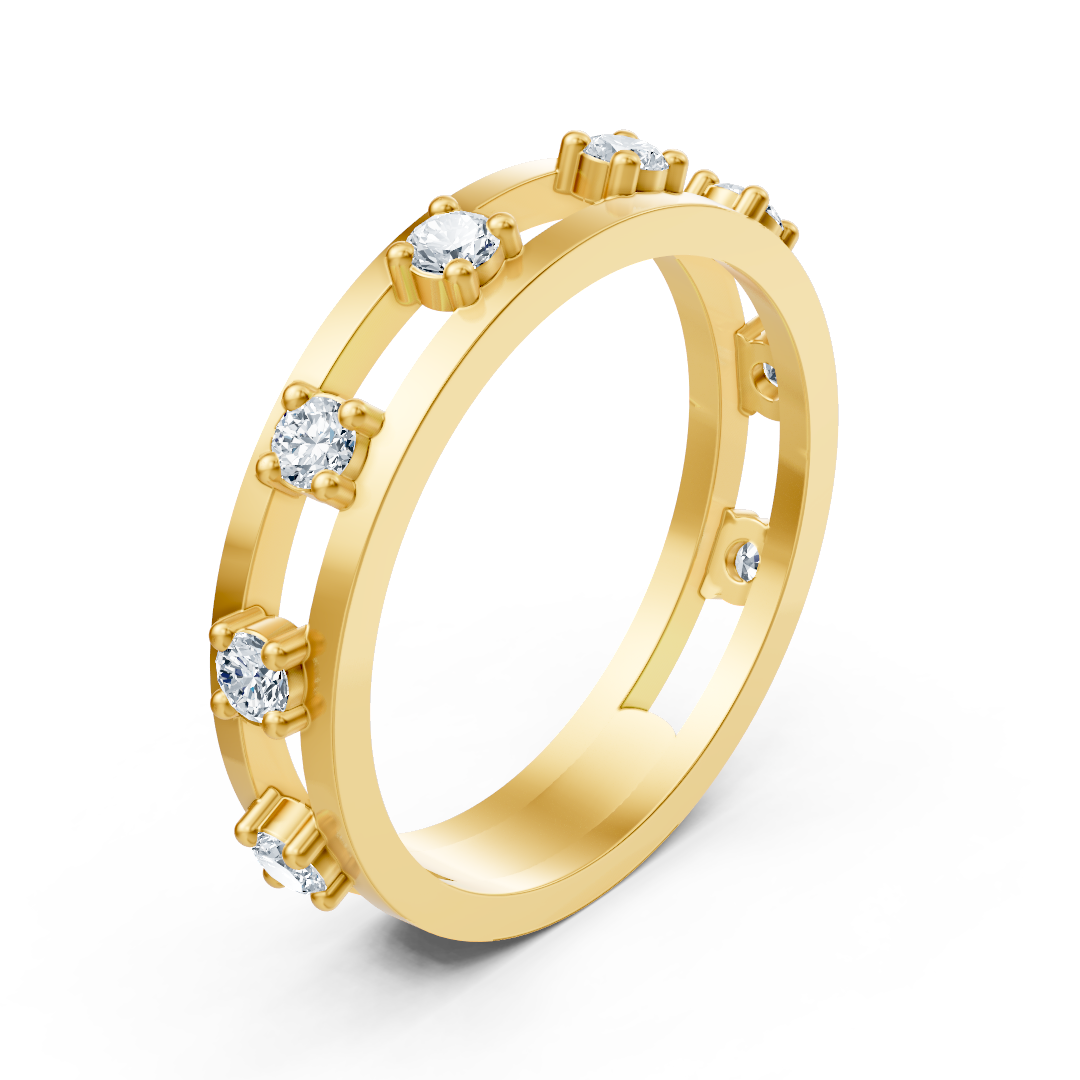 Bague diamant Birgie or jaune 14K avec 8 brillants