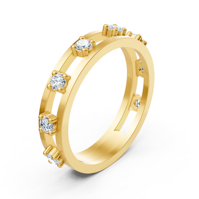 Bague diamant Birgie or jaune 14K avec 8 brillants
