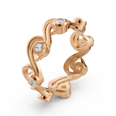 Bague en or rose 14K, avec 9 diamants de laboratoire dans un sertissage clos