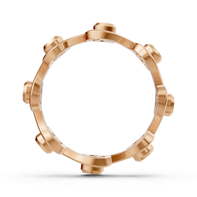 Bague en or rose 14K, avec 9 diamants de laboratoire dans un sertissage clos
