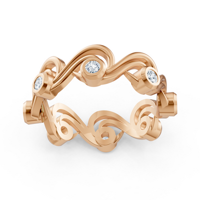 Bague en or rose 14K, avec 9 diamants de laboratoire dans un sertissage clos