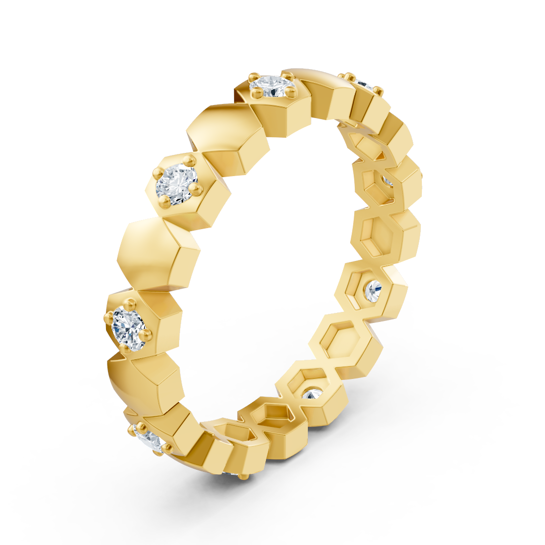 Ring mit Diamant & Diamanten in 14K Gelbgold | Rosy – hochwertiger Schmuck von Rosy Lab Diamonds