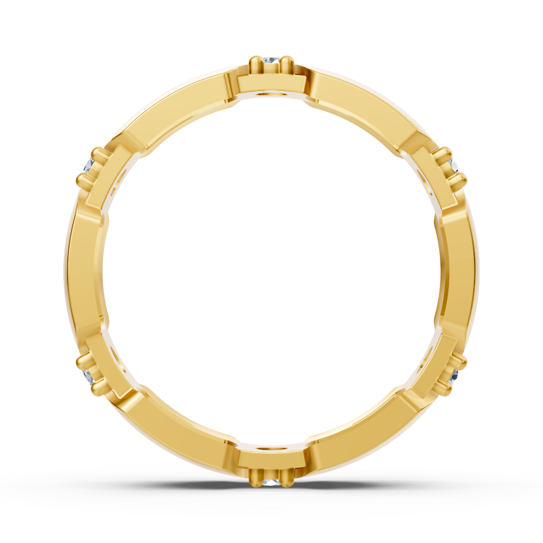 Yellow gold ring with 6 round cut lab diamonds